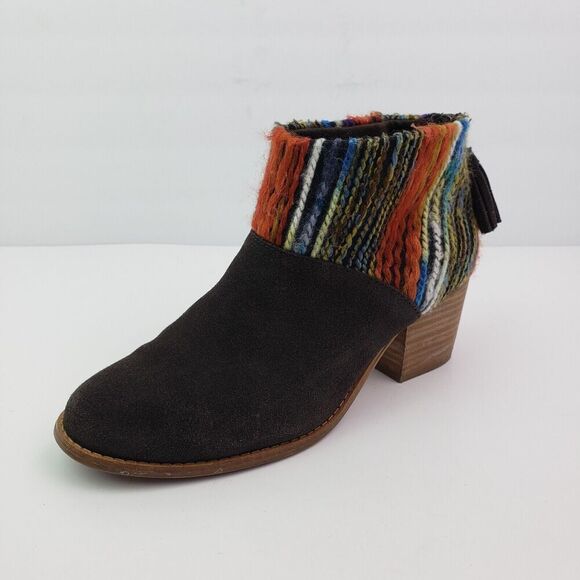 Toms Leila Womens Size 7.5 Brown Suede Yarn 2.5" Heel Ankle Botties Shoes 740706 - Picture 2 of 13